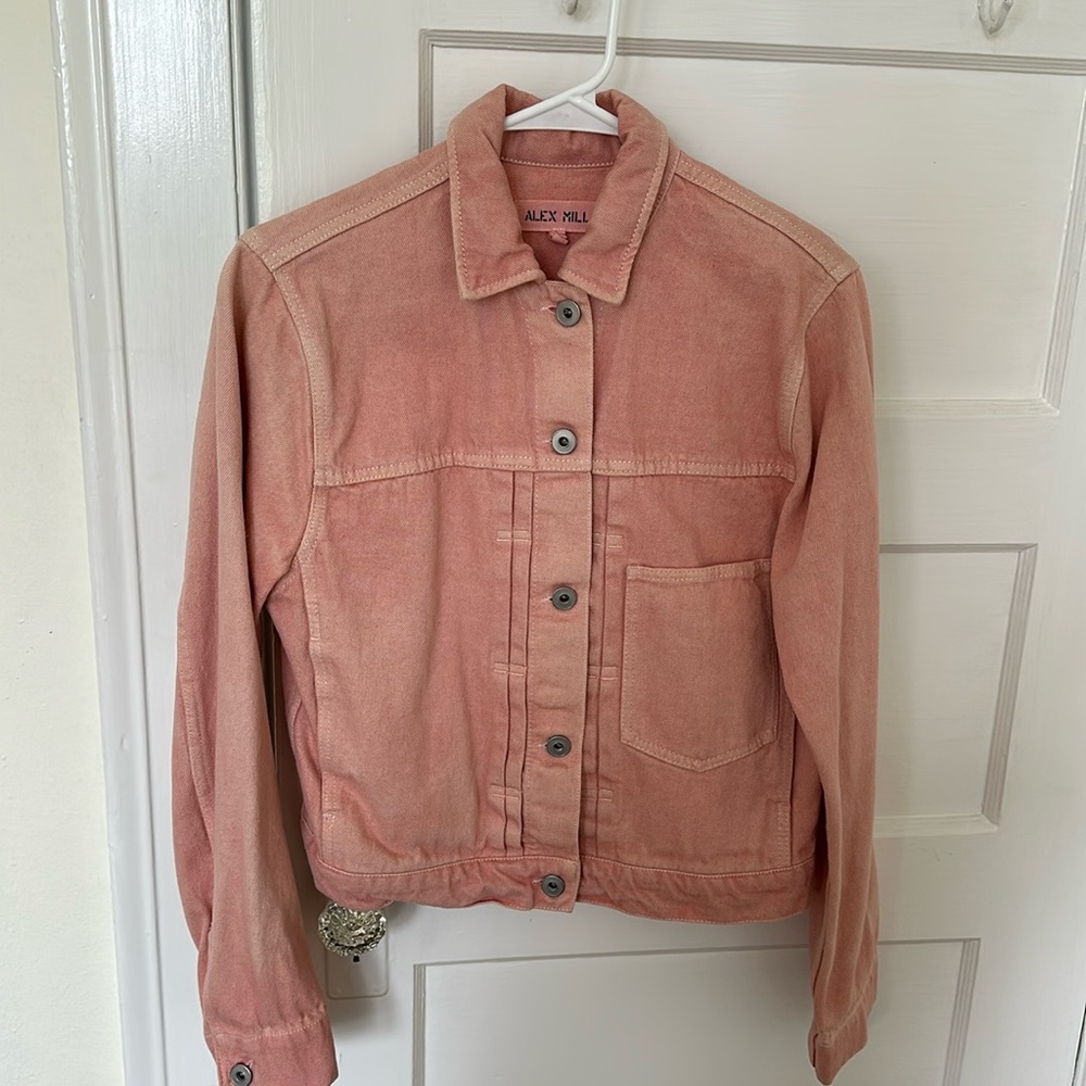 Alex Mill - botanical died denim jacket - flamingo